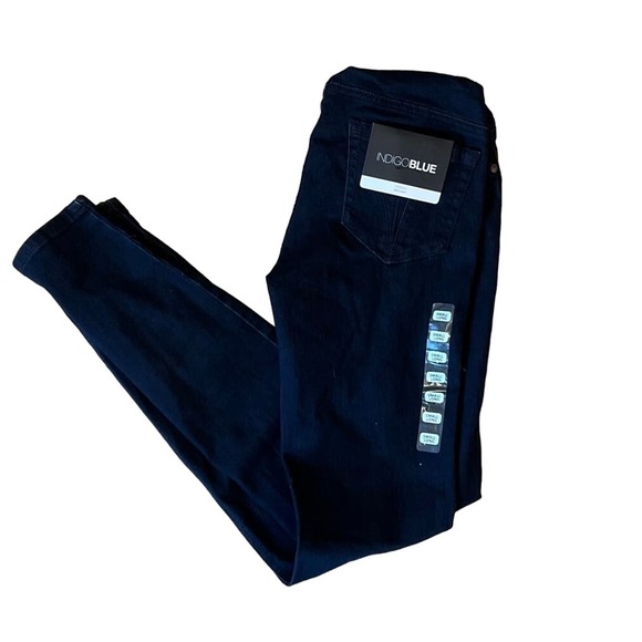 NWT Women's Maternity Indigo Blue‎ Skinny Dark Blue Jeans SZ L - Picture 1 of 5